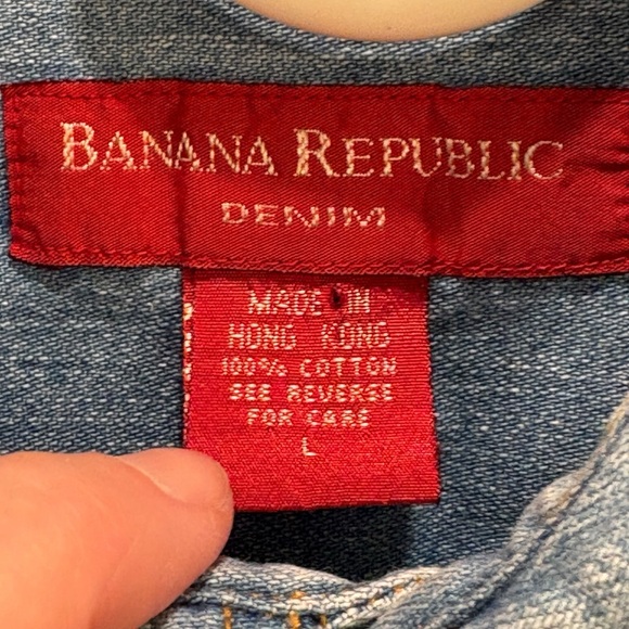 Banana Republic Vintage Denim Shirt Men Large 100% Cotton Western Snap Top - Picture 5 of 6